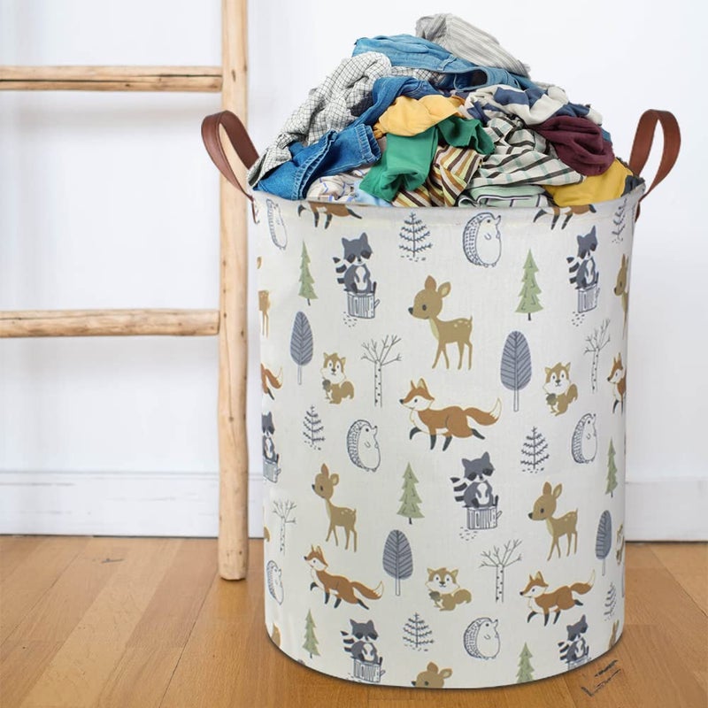 NTAOHAMPER Large Round Canvas Linen Laundry Hamper,Waterproof Storage Bin for Books/Clothes, Laundry Basket, Gift Basket(Eucalyptus leaves) - Image 4