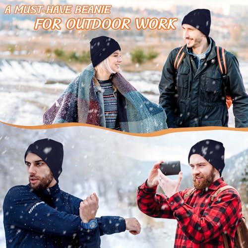 Meliya Unisex Beanie for Men Women Cuffed Plain Skull Hat Winter Knit Cap Toque Winter Hat(Navy Blue) - Image 4