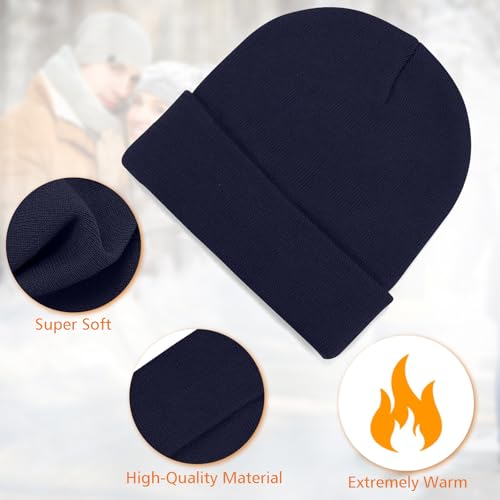 Meliya Unisex Beanie for Men Women Cuffed Plain Skull Hat Winter Knit Cap Toque Winter Hat(Navy Blue) - Image 2