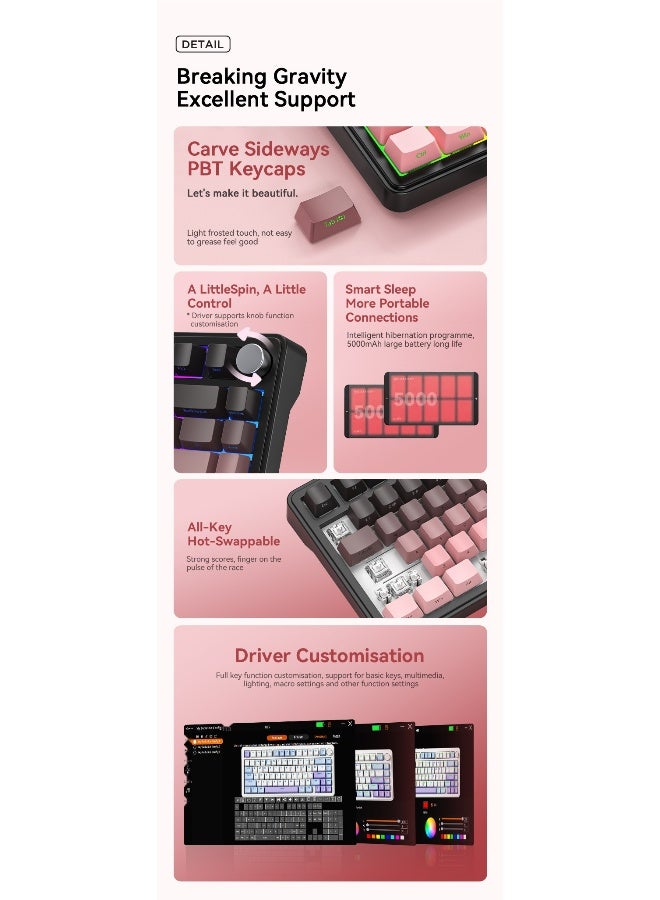 Attack Shark X85 Mechanical Keyboard - RGB Triple Mode Wireless Bluetooth Hot-Swappable Gaming Keyboard - Image 4