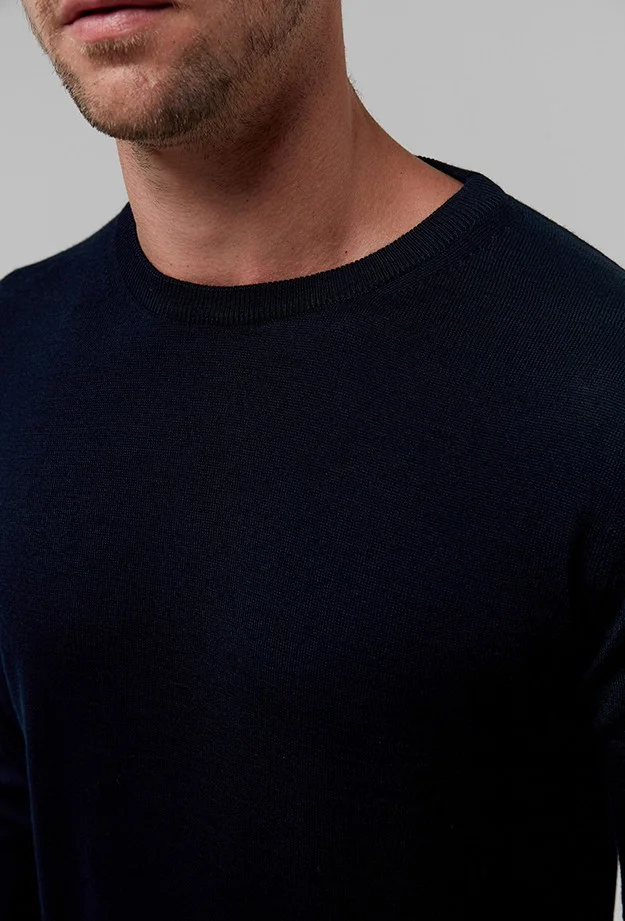 D'S DAMAT Regular Fit Navy Blue Plain Knitted Sweater 9HF060632004D