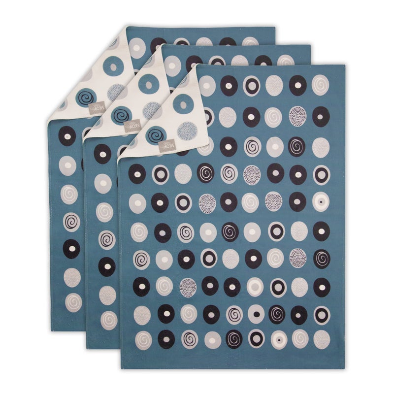 Skoy Kitchen Towel, Pack of 3 Recycled Polyester for Dishes, Glassware, Cookware and Hands, Reversible Design, Absorbent, 18" x 24", Gray - Image 1