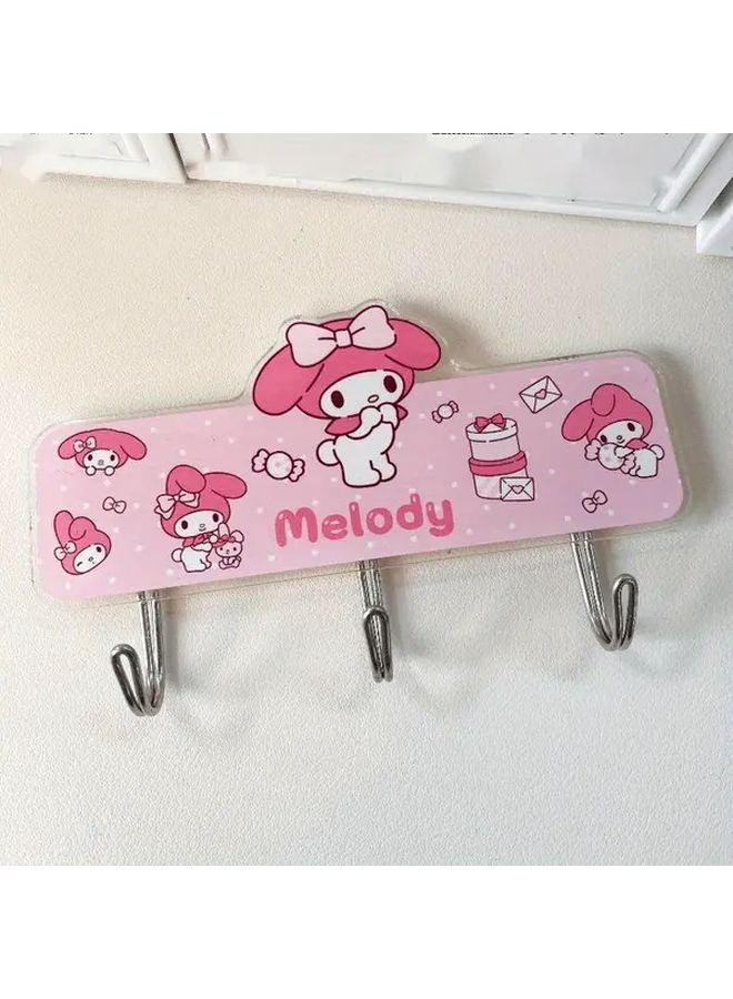 Hello Kitty Melody Wall Hook Adhesive Organizer For Towels Bags Keys Easy Install Pink - Image 1