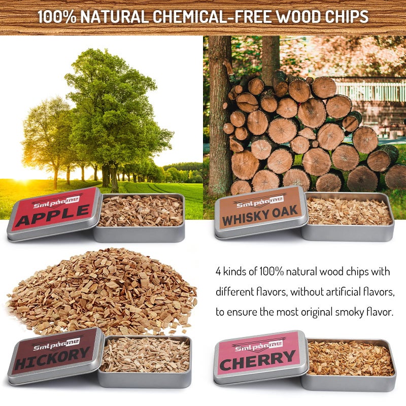 Smlpuame Cocktail Smoker Kit, Old Fashioned Smoker Kit for Bourbon Whiskey Drink, Smoker Infuser Kit with 4 Flavors Wood Chips, Birthday Father's Day Gifts for Husband, Men, Dad - Image 3