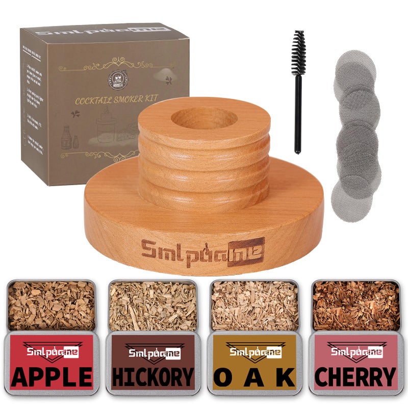 Smlpuame Cocktail Smoker Kit, Old Fashioned Smoker Kit for Bourbon Whiskey Drink, Smoker Infuser Kit with 4 Flavors Wood Chips, Birthday Father's Day Gifts for Husband, Men, Dad - Image 1