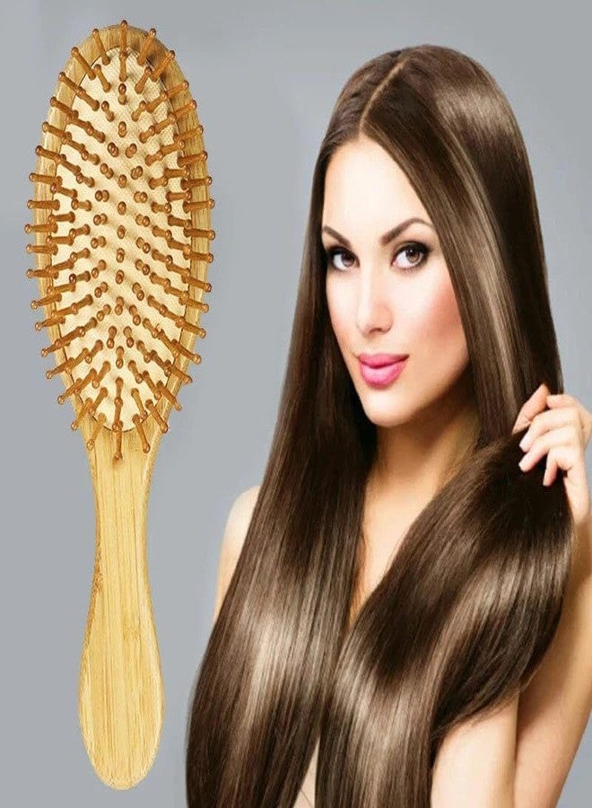 Megika Wooden hair brush for Women & Men - Bamboo wooden Paddle hair brush for men women Curly hair - Bamboo Wooden brush for hair growth with flat paddle brush comb - Image 1