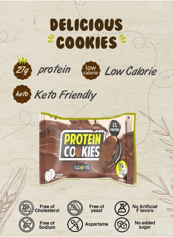 Laperva Protein Cookies - Keto Friendly, Low Calorie, High Protein, Vegetarian, and Cholesterol-Free, Dark Chocolate, 12 Piece Box  - Image 4