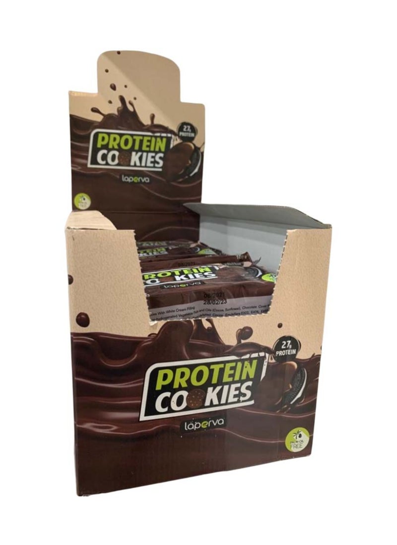 Laperva Protein Cookies - Keto Friendly, Low Calorie, High Protein, Vegetarian, and Cholesterol-Free, Dark Chocolate, 12 Piece Box  - Image 1