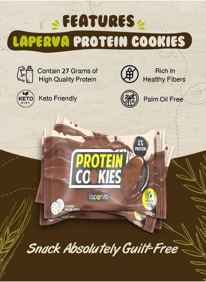 Laperva Protein Cookies - Keto Friendly, Low Calorie, High Protein, Vegetarian, and Cholesterol-Free, Dark Chocolate, 12 Piece Box  - Image 3