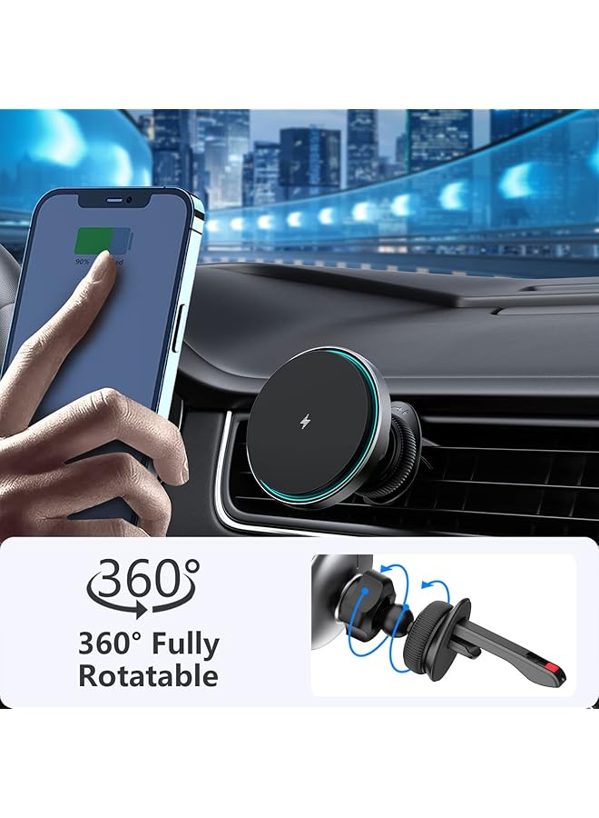 KASTWAVE Magnetic Wireless Car Charger With Cooling Fan, Magnets Automatically Align The Phone, Compatible With Iphone 13/12 Series Phones And Magnetic Cases - Image 4