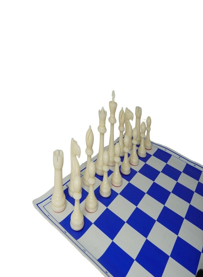 Playminds 18'' X 18'' Professional Tournament Chess Set with Blue Vinyl Foldable Chess Board Game with Solid Plastic Pieces with Extra Queens and Black Bag - Image 3