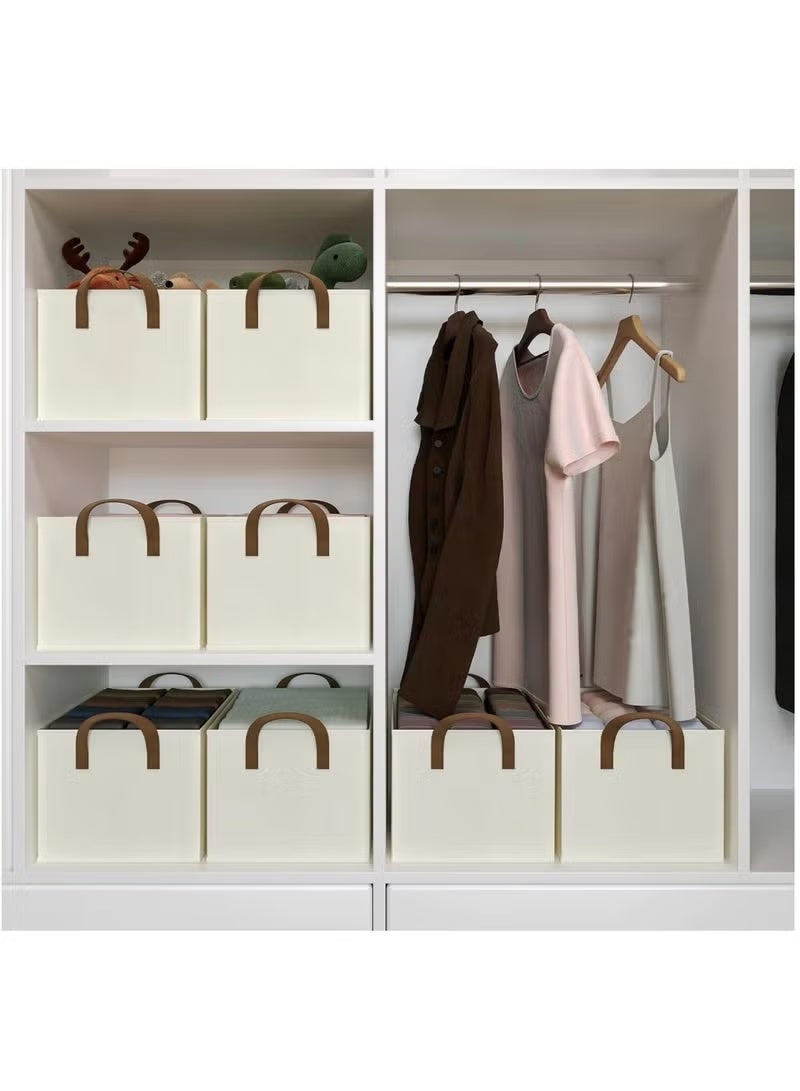 (3 pieces) Oxford storage box for organizing clothes, towels and bedding, foldable, size 44*30*20 cm (beige color) - Image 2