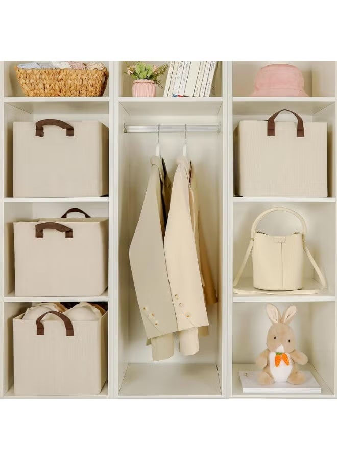 (3 pieces) Oxford storage box for organizing clothes, towels and bedding, foldable, size 44*30*20 cm (beige color) - Image 4