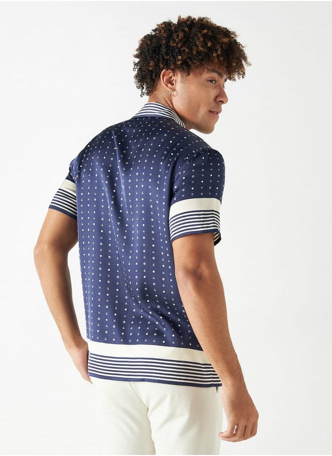 Iconic Iconic All-Over Print Camp Collar Shirt with Short Sleeves  - Image 4