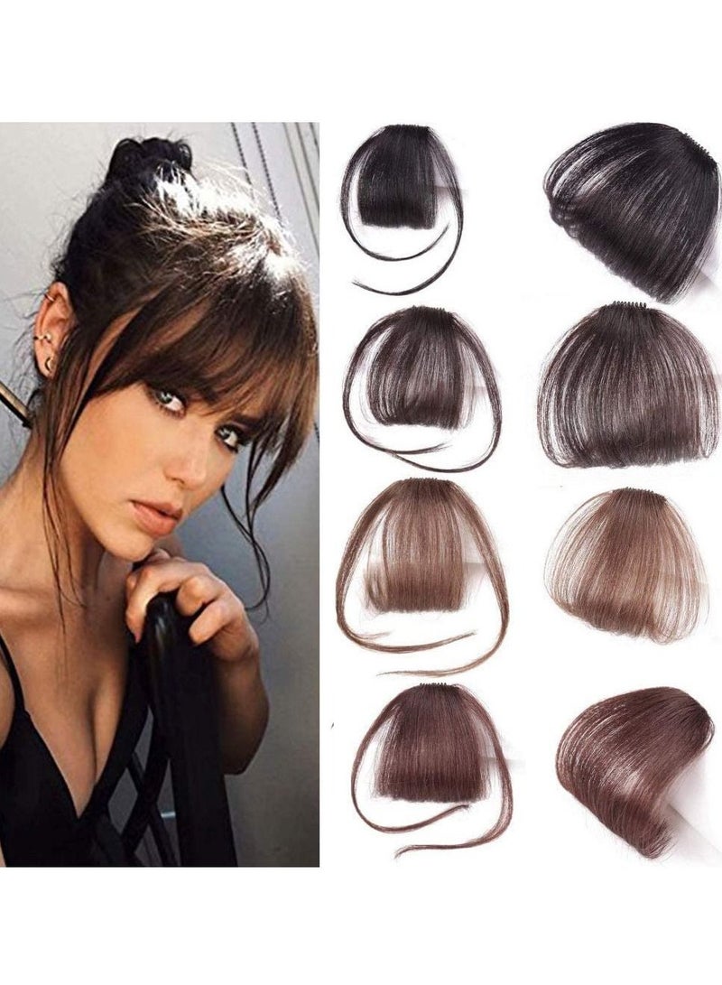 إستيل وصلات شعر مزينة بمشابك رفيعة وأنيقة للنساء ، مشبك شعر من قطعة واحدة بهامش أنيق بالكامل ، قطعة شعر كاذبة مستقيمة جانبية مع ملحقات مشبك (مع السوالف ، أسود نفاث) - Image 2