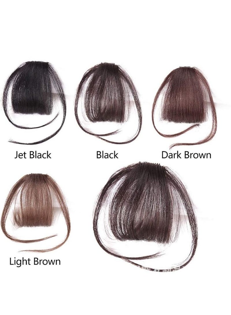 إستيل وصلات شعر مزينة بمشابك رفيعة وأنيقة للنساء ، مشبك شعر من قطعة واحدة بهامش أنيق بالكامل ، قطعة شعر كاذبة مستقيمة جانبية مع ملحقات مشبك (مع السوالف ، أسود نفاث) - Image 4