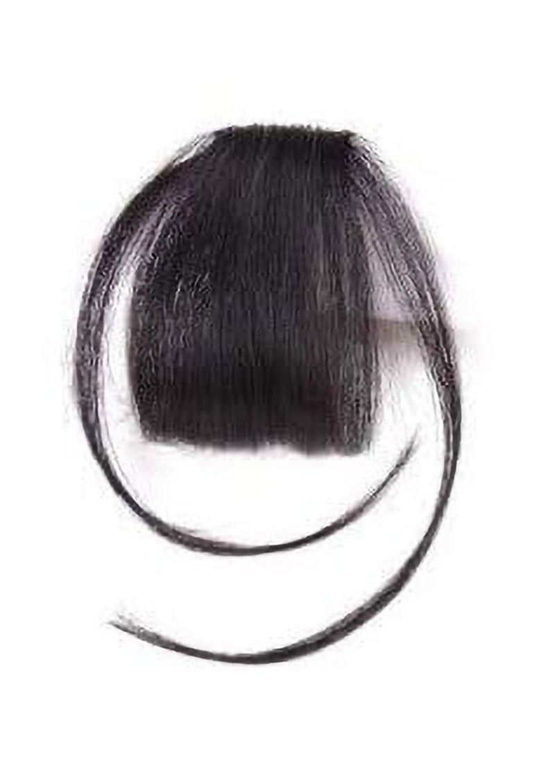 إستيل وصلات شعر مزينة بمشابك رفيعة وأنيقة للنساء ، مشبك شعر من قطعة واحدة بهامش أنيق بالكامل ، قطعة شعر كاذبة مستقيمة جانبية مع ملحقات مشبك (مع السوالف ، أسود نفاث) - Image 1