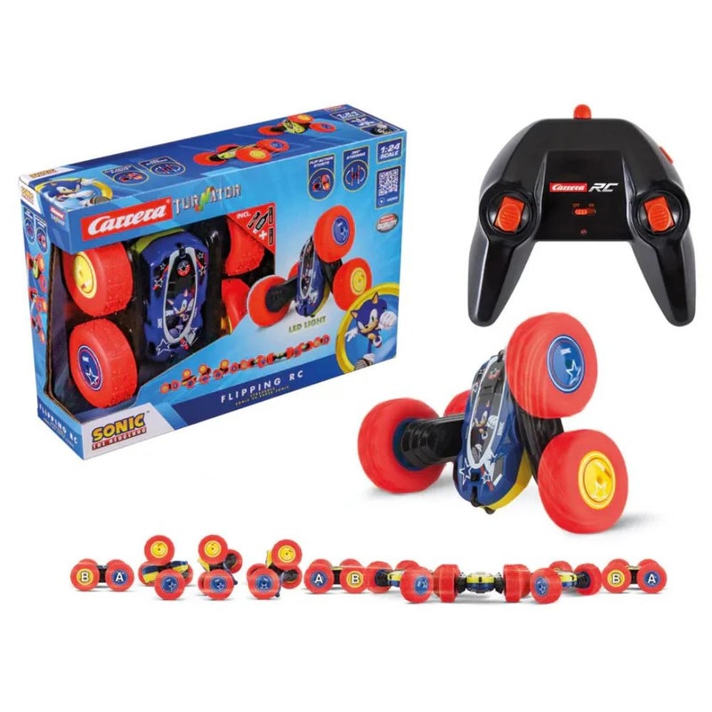 Carrera Turnator Sonic the Hedgehog Sonic vs Super Sonic Flipping RC Car (1:24, Red/Blue) - Image 1