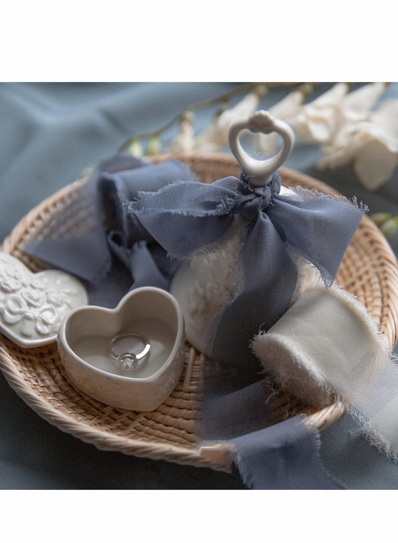 Handmade Grey Blue Chiffon Ribbon Set - 3 Rolls of 4cm x 5 Yards for Wedding Invitations, Bridal Bouquets, Gift Wrapping & DIY Crafts - Image 3