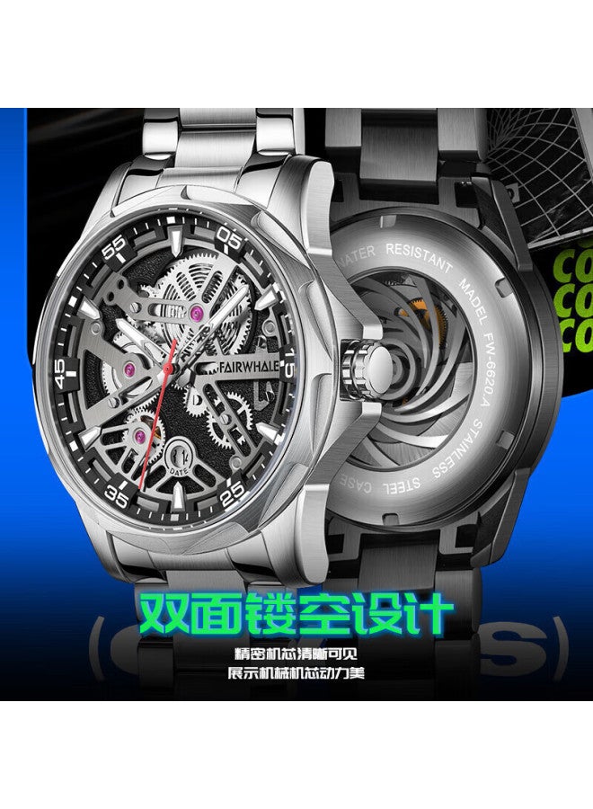 Mark Fairwhale Men's Fully Automatic Skeleton Mechanical Watch, Luminous, Water-resistant, Top Ten Famous Watches, Swiss Quality Wrisch Fw-6620
