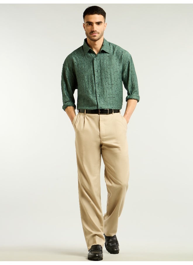 Beyoung Regent Green Textured Jacquard Shirt  - Image 4