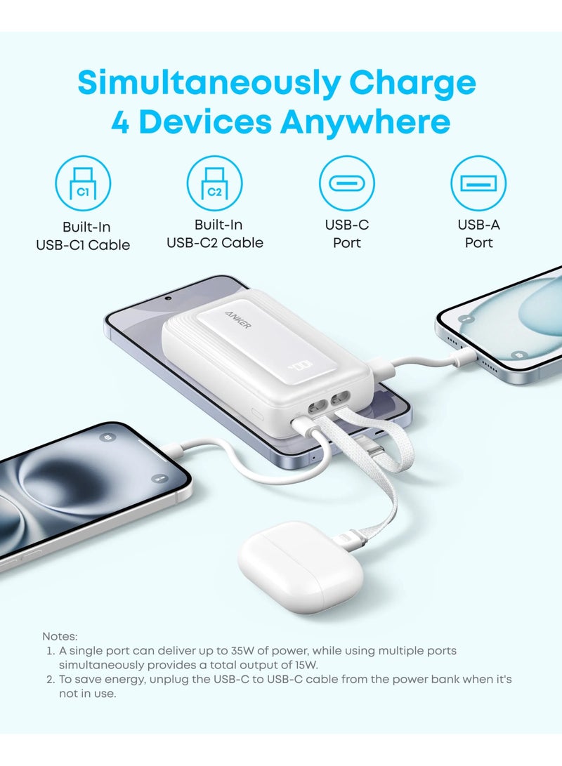 Anker Zolo Power Bank 10,000mAh (10K, 35W, Fast Charging with Built-in Dual USB-C Cables A1680H22 - Image 2