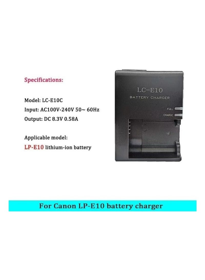 KENSUO LC-E10 Battery Charger for Canon LC-E10 LC-E10C LC-E10E Batteries for Canon EOS Rebel T7 T6 T5 T3 T100 4000D 3000D 2000D 1500D 1300D 1200D 1100D Cameras Battery Quick Chargers with Power Supply Cord - Image 2