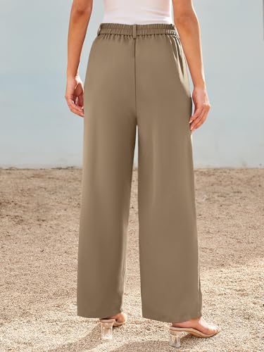 LILLUSORY Wide Leg Dress Work Pants Womens Palazzo Flowy 2025 Fall Spring High Waisted Professional Business Office Interview Travel Outfits Bottom Wear Trousers Dressy Slacks Coffee - Image 5