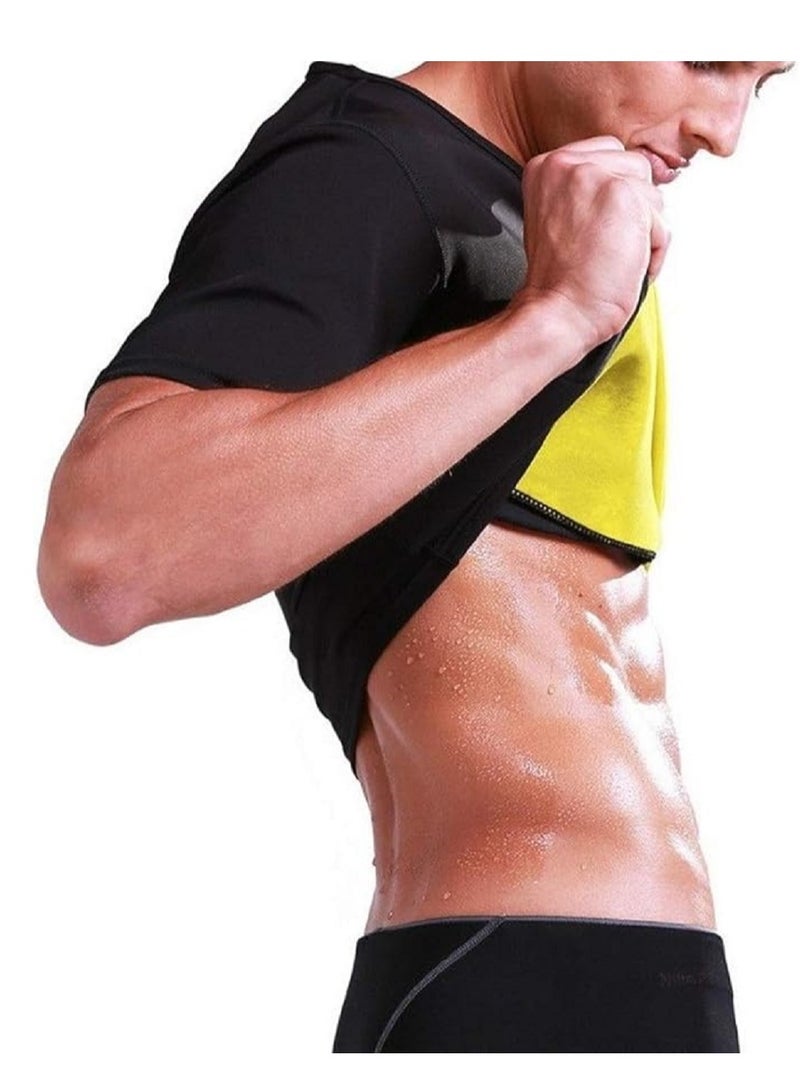 Men's Neoprene Sauna Suit with Short Sleeves: Perfect workout sweat shirt design helps shape the body and promote weight loss, making it the perfect choice for men looking to achieve effective results during training sessions.