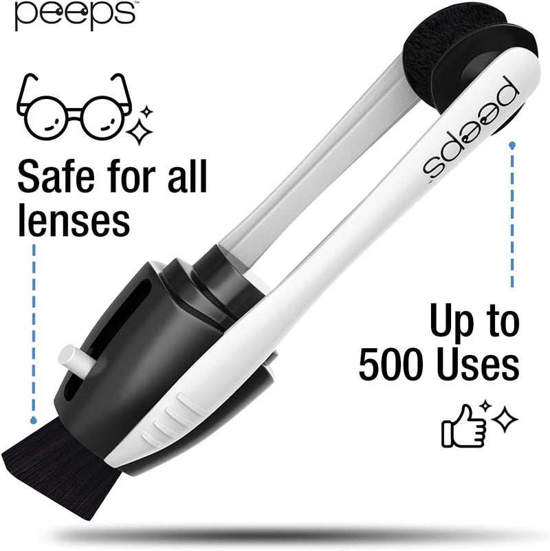 Peeps Glasses Cleaner - for Eyeglasses, Reading Glasses, and More - Lens Cleaner with Carbon Microfiber Tech-Injected Black-2 Count (Pack of 1) - Image 4