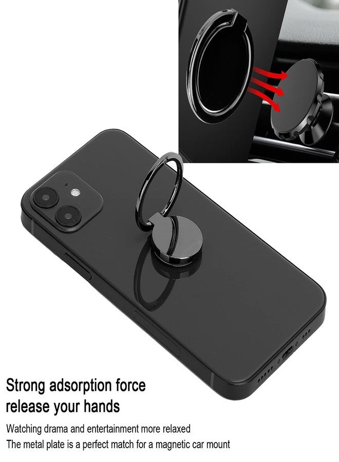 Yoidesu Phone Ring Holder, Mobile Phone Finger Ring Adjustable Metal Phone Holder Magnetic Car Mount for Mobile Phones and Tablets(Black) - Image 3