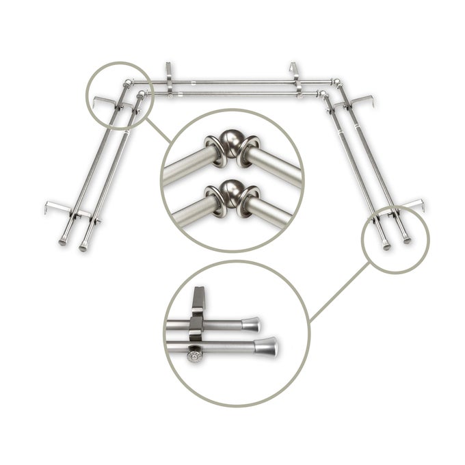 58 INCH DOUBLE BAY CURTAIN ROD 2036 3872 SATIN NICKEL
