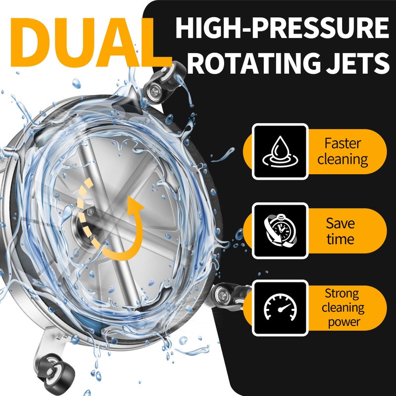 LidoDola 16" Pressure Washer Surface Cleaner with 4 Wheels - Stainless Steel Surface Cleaner for Pressure Washer Attachment for Concrete, Patio, Sidewalk, Deck, Driveways and Daily Washing - PWS 16 - Image 3