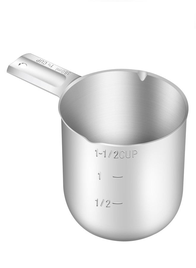 BERYLER 1PCS 1-1/2Cup (360ml, 12oz) Single Measuring Cup, Stainless Steel Measure Scoop, Metric and US Measurement, Dishwasher Safe - Image 1
