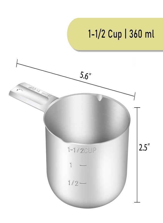 BERYLER 1PCS 1-1/2Cup (360ml, 12oz) Single Measuring Cup, Stainless Steel Measure Scoop, Metric and US Measurement, Dishwasher Safe - Image 2