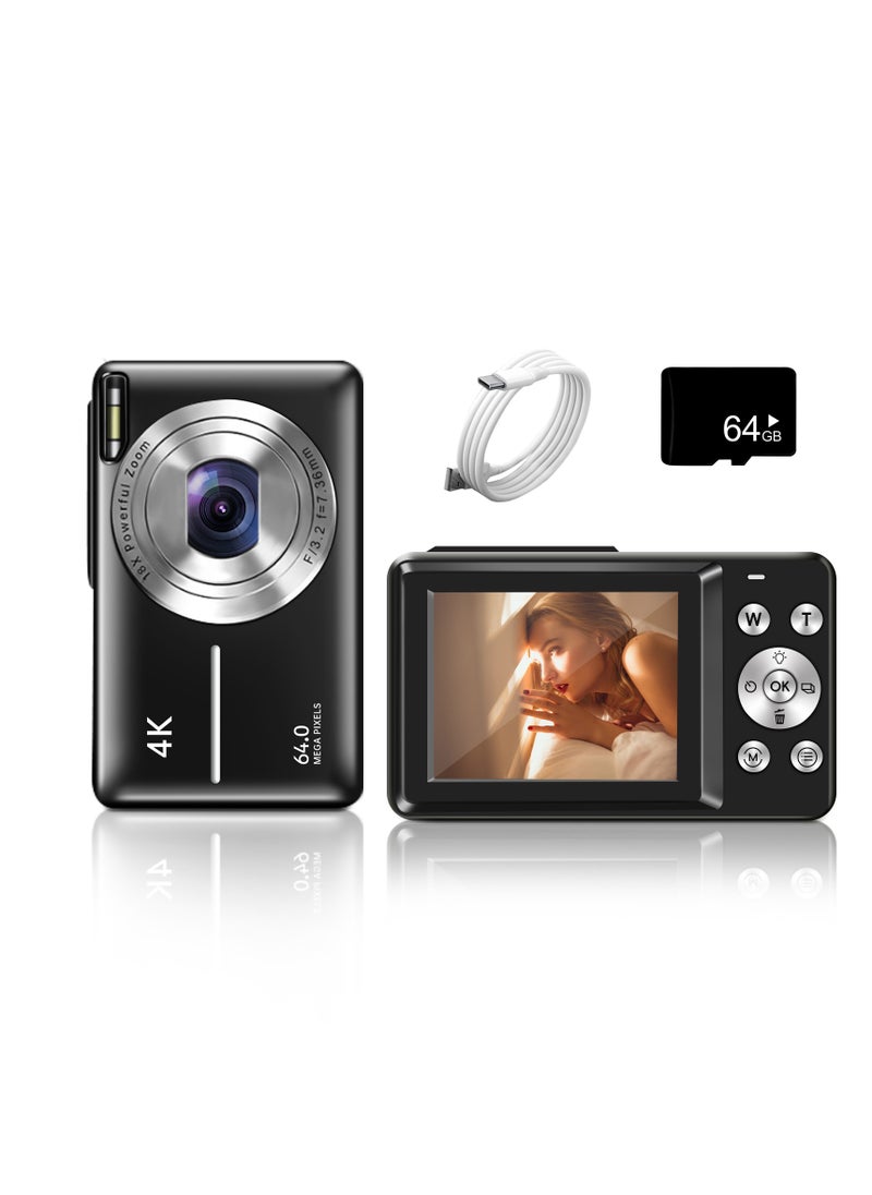 Adando Adando 2.8" LCD HD Digital Camera, 18X Zoom Vintage Camera 1080P FHD Camera Vintage Camera Anti-Shake Time-Lapse Selfie  CCD Lightweight & Portable for Kids & Students & Travel & Vlogging (Black)  - Image 1