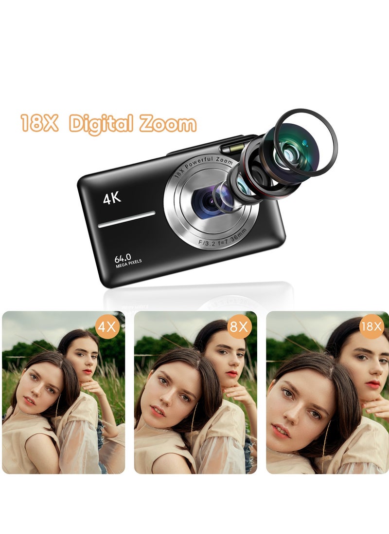 Adando Adando 2.8" LCD HD Digital Camera, 18X Zoom Vintage Camera 1080P FHD Camera Vintage Camera Anti-Shake Time-Lapse Selfie  CCD Lightweight & Portable for Kids & Students & Travel & Vlogging (Black)  - Image 3