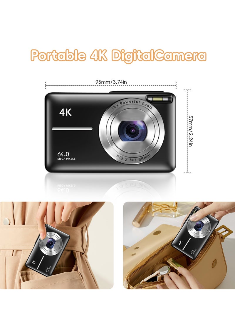 Adando Adando 2.8" LCD HD Digital Camera, 18X Zoom Vintage Camera 1080P FHD Camera Vintage Camera Anti-Shake Time-Lapse Selfie  CCD Lightweight & Portable for Kids & Students & Travel & Vlogging (Black)  - Image 4