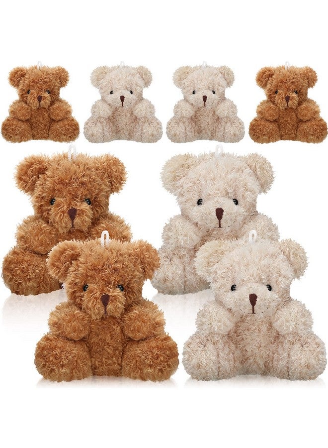 Threan 8 Pcs Mini Plush Bears 4'' Small Bear Bulk Stuffed Animal Toys Tiny Soft Bear Doll Present Stuffers For Graduation Baby Shower Party Favors Supplies (Brown Apricot) - Image 4
