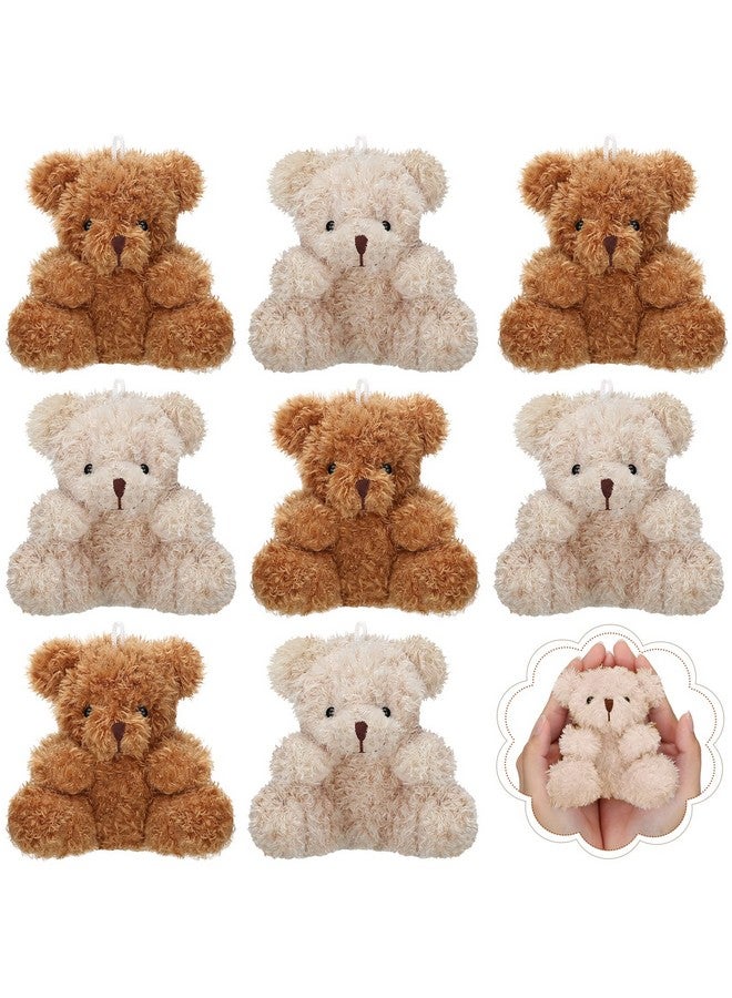 Threan 8 Pcs Mini Plush Bears 4'' Small Bear Bulk Stuffed Animal Toys Tiny Soft Bear Doll Present Stuffers For Graduation Baby Shower Party Favors Supplies (Brown Apricot) - Image 2