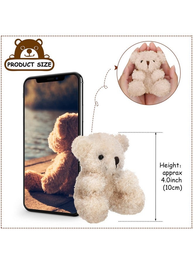 Threan 8 Pcs Mini Plush Bears 4'' Small Bear Bulk Stuffed Animal Toys Tiny Soft Bear Doll Present Stuffers For Graduation Baby Shower Party Favors Supplies (Brown Apricot) - Image 3