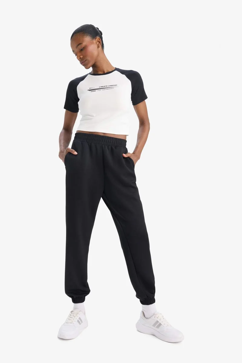 DeFacto DeFactoFit Slim Fit Crew Neck Slogan Printed Sports T-Shirt