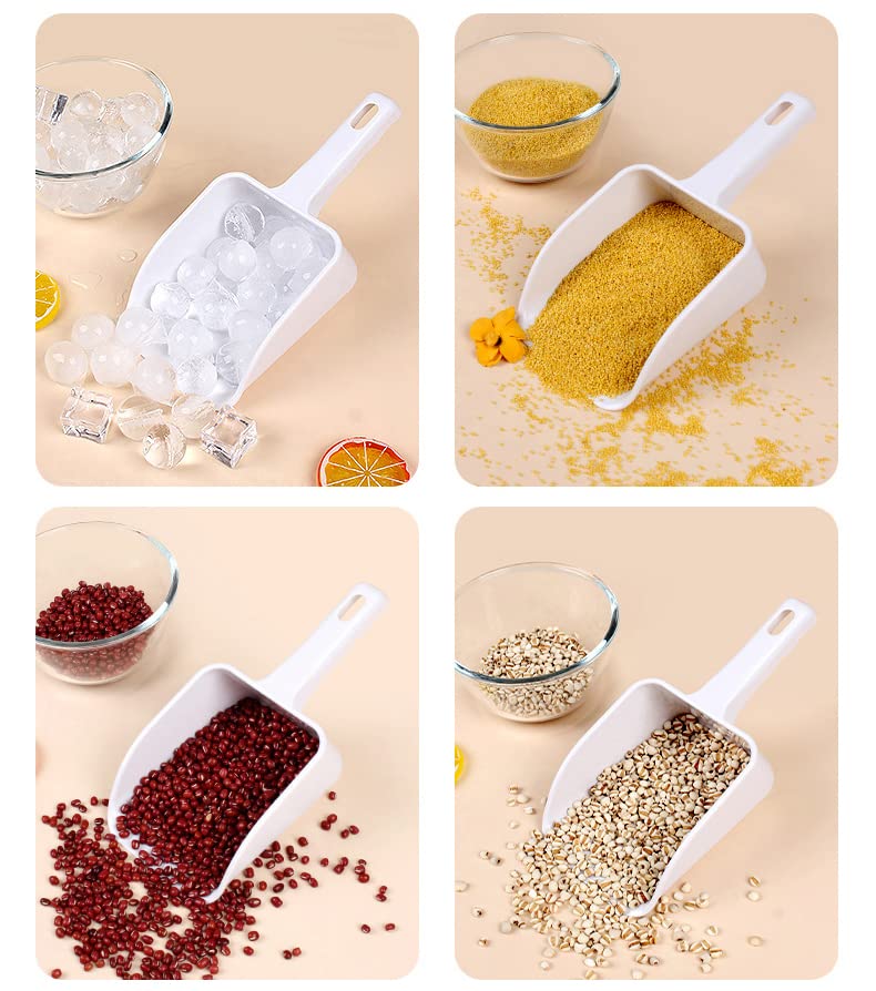 ليزنيرزم قطعة واحدة من مغرفة الثلج البلاستيكية، مجرفة ثلج بلاستيكية، مغرفة يد بلاستيكية، مغرفة ثلج، مغرفة حبوب القهوة، مغرفة الحلوى، لشريط المنزل، المطبخ، المطعم، 9 × 3.7 × 2.36 بوصة، صغيرة بيضاء - Image 5