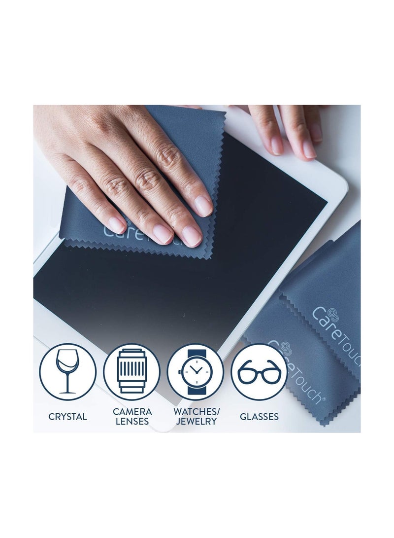 Care Touch مناديل تنظيف ميكروفايبر من كير تاتش، 6 عبوات - لتنظيف النظارات، العدسات، الهواتف، الشاشات، والأسطح الحساسة الأخرى - مناديل ميكروفايبر كبيرة خالية من الوبر - مناديل تنظيف النظارات - 6" × 7" (أزرق داكن) - Image 3