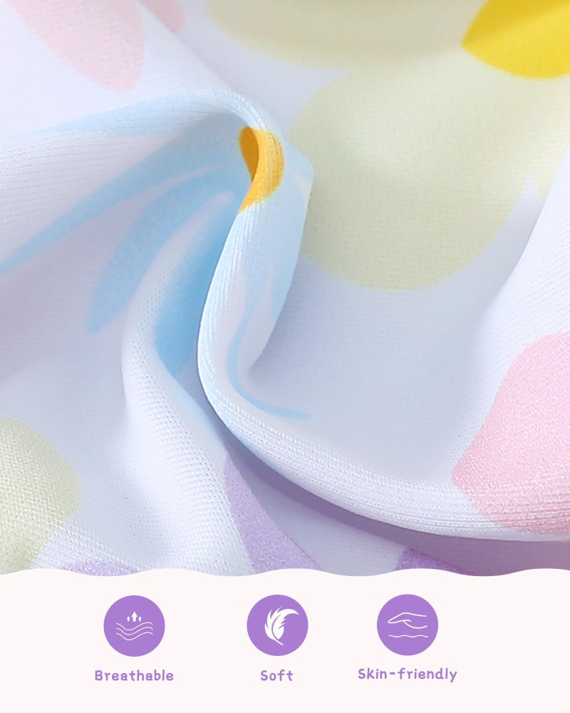 Mioglrie Baby Girl Bathing Suit Newborn Infant Swimsuit Girl 3-6 Months Two Piece Purple Floral Swimwear Summer Beach Baby Bikini Tankini Hat Outfits Set - Image 5