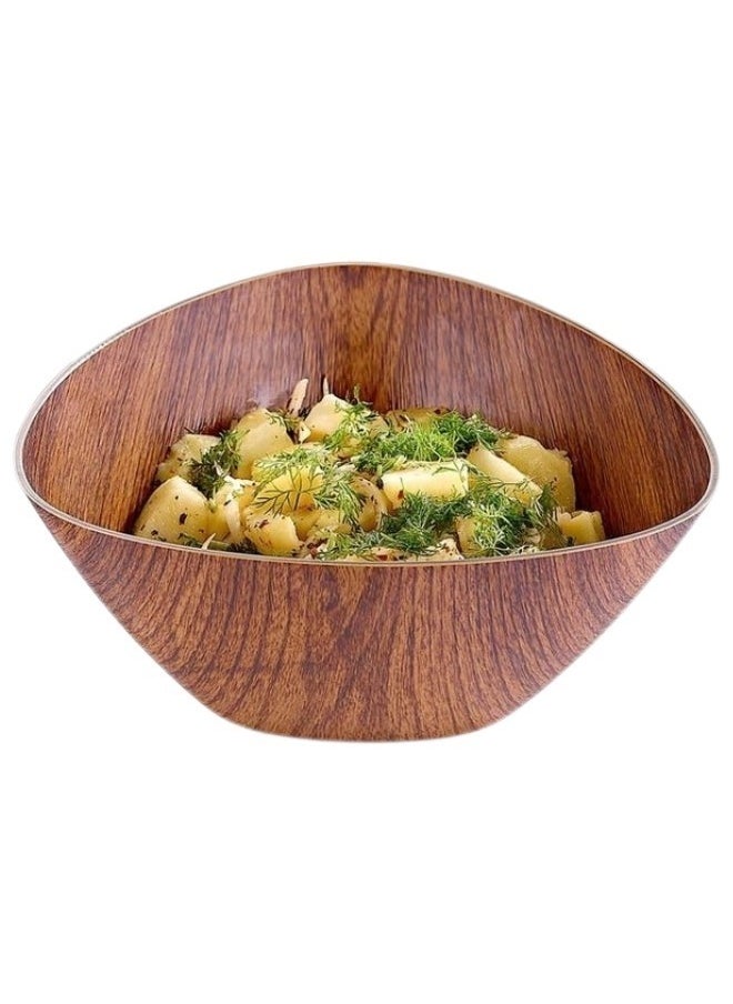 Evelin Wooden Finish Plastic Bowl for Salads, Fruits and Popcorn Adds a Stylish Look to Your Home Triangle 16 cm(Anti Break)  - Image 1