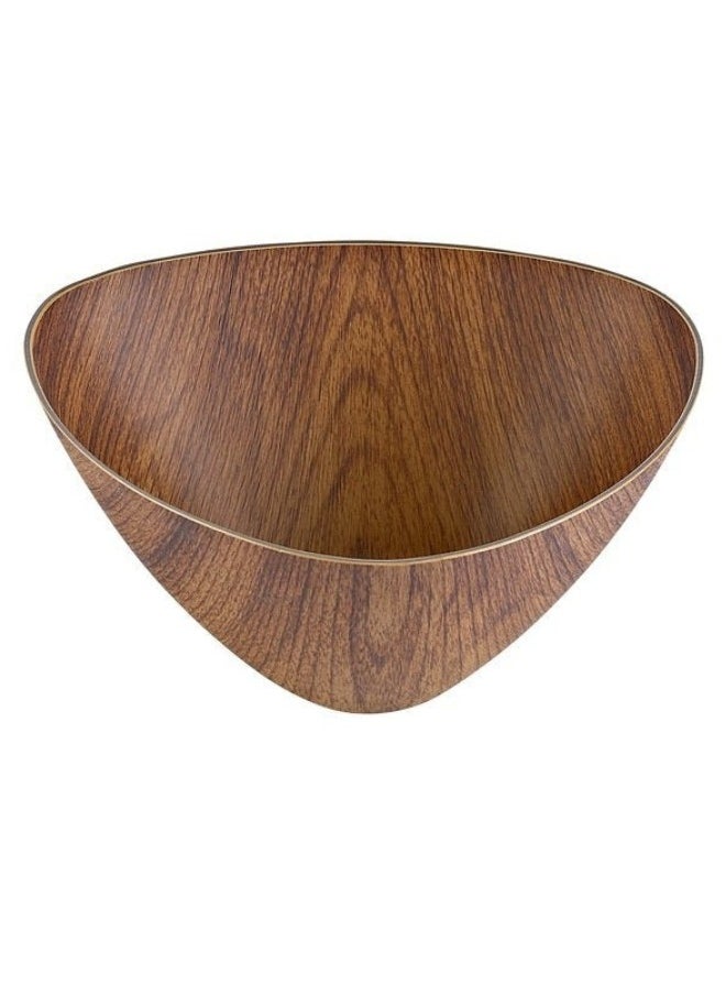 Evelin Wooden Finish Plastic Bowl for Salads, Fruits and Popcorn Adds a Stylish Look to Your Home Triangle 16 cm(Anti Break)  - Image 3