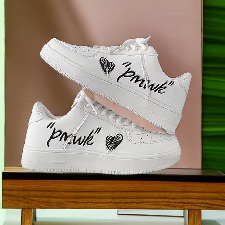 New Niche Graffiti Sneakers Lovers All-match Students Retro Men''s Shoes Casual Sports Shoes Women''s White Shoes - Image 3