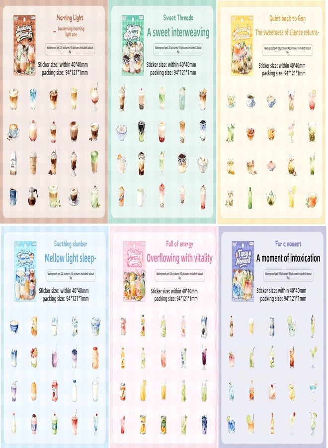 SAMVARDHAN 120 Pcs Drink Theme Stickers – Bubble Tea,Coffee,Juice & Beverage Sticker for for Journaling & Scrapbooking,DIY Crafts, Planner Decoration, Bullet Journal & Kids Stationery,Pack of 6 - Image 3