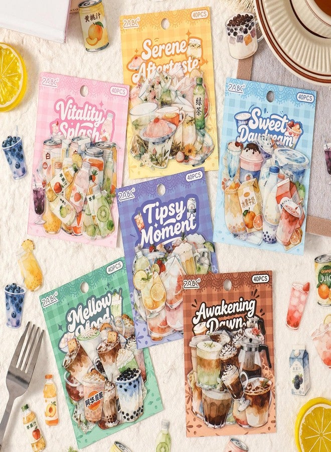 SAMVARDHAN 120 Pcs Drink Theme Stickers – Bubble Tea,Coffee,Juice & Beverage Sticker for for Journaling & Scrapbooking,DIY Crafts, Planner Decoration, Bullet Journal & Kids Stationery,Pack of 6 - Image 1